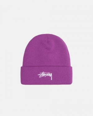 Purple Stussy Cuff Stock Beanie | 6912SPKEJ