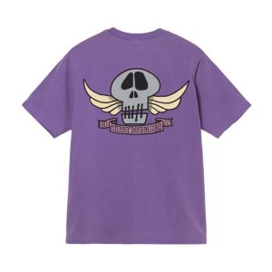 Purple Stussy Skull Wings Pigment Dyed T Shirts | 5943SZQDT