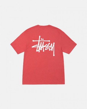 Red / White Stussy Basic T Shirts | 4390GATZL