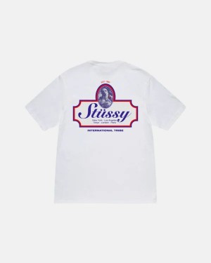 White Stussy Authentic T Shirts | 6498NKEVH