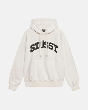 White Stussy Block Sport Pigment Dyed Hoodie | 7184EBHCO