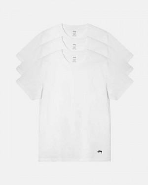 White Stussy Cotton Jersey Base Layer Tops | 3024DZQXV