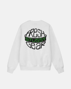 White Stussy Fresh Gear Crew Sweatshirts | 5843ZHVJU