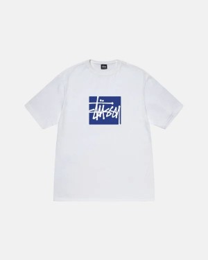 White Stussy Stock Box T Shirts | 0897XSUVN