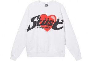 White / Black / Red Stussy X Cpfm Heart Crewneck Sweatshirts | 7950YHKJN