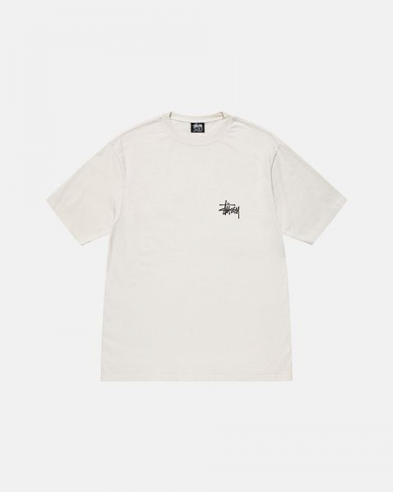 Beige Stussy Basic Pigment Dyed T Shirts | 4360BKJQG