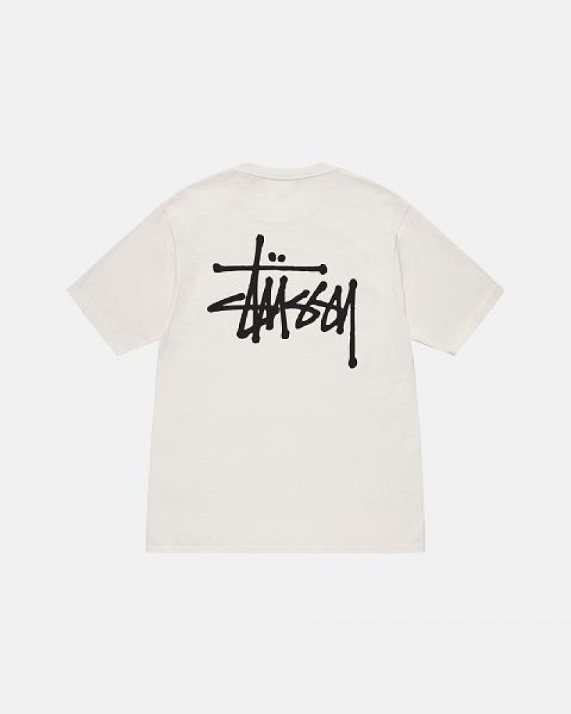 Beige Stussy Basic Pigment Dyed T Shirts | 4360BKJQG