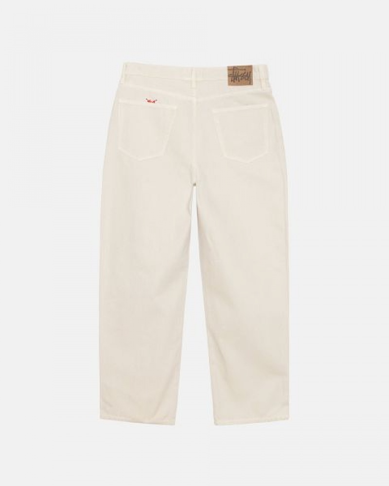 Beige Stussy Big Ol' Washed Canvas Jeans | 8041DLGYO