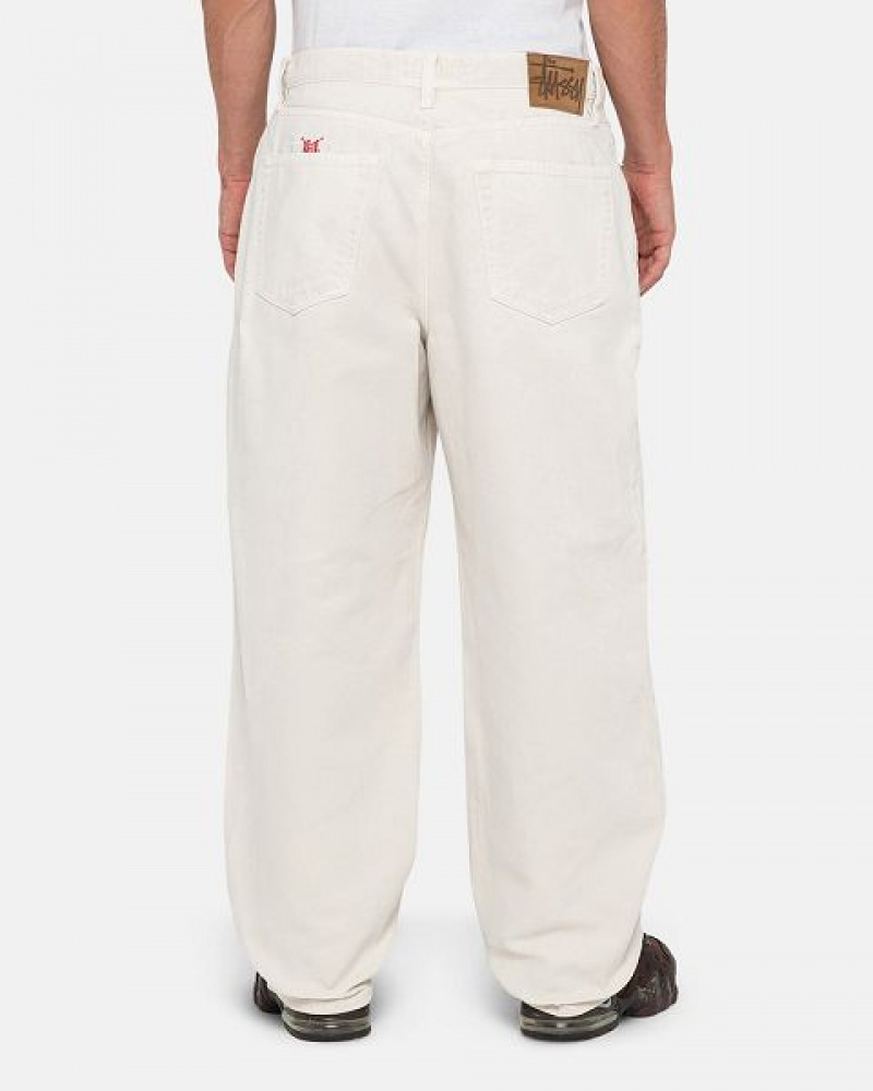 Beige Stussy Big Ol' Washed Canvas Jeans | 8041DLGYO