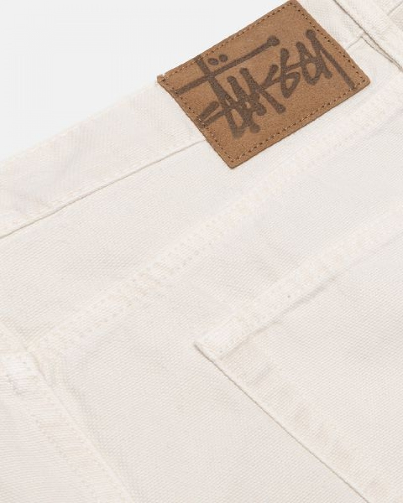 Beige Stussy Big Ol' Washed Canvas Jeans | 8041DLGYO