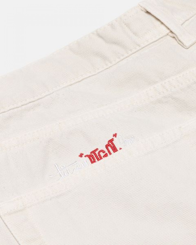 Beige Stussy Big Ol' Washed Canvas Jeans | 8041DLGYO