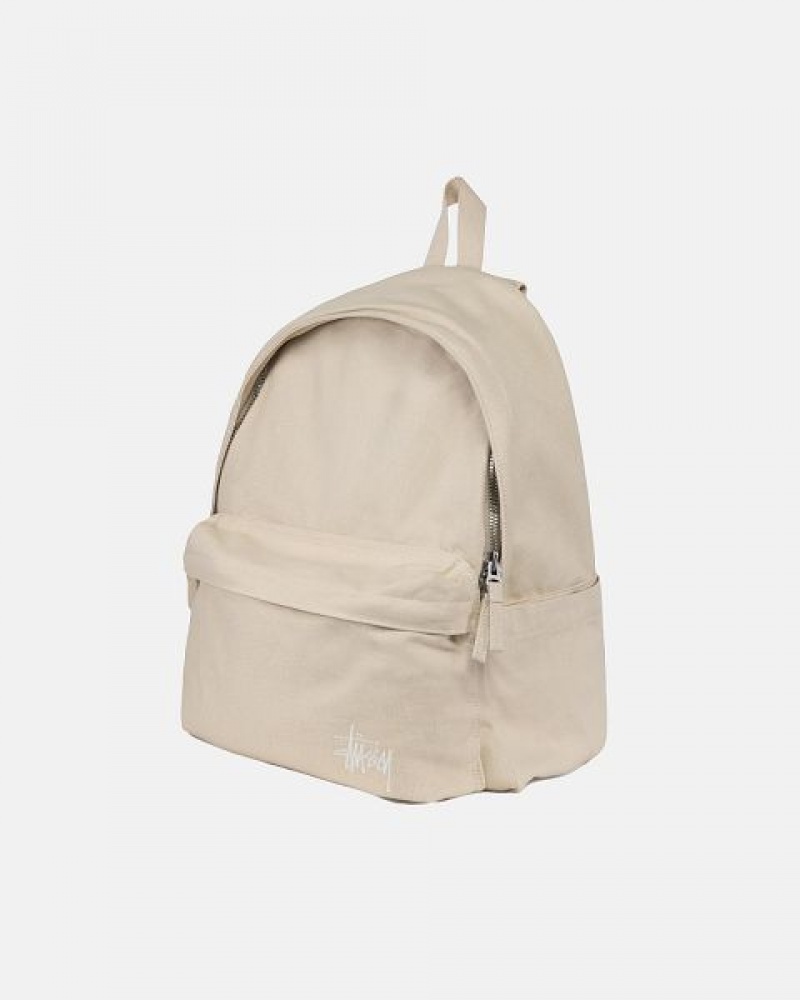 Beige Stussy Canvas Backpacks | 4501ALFPI