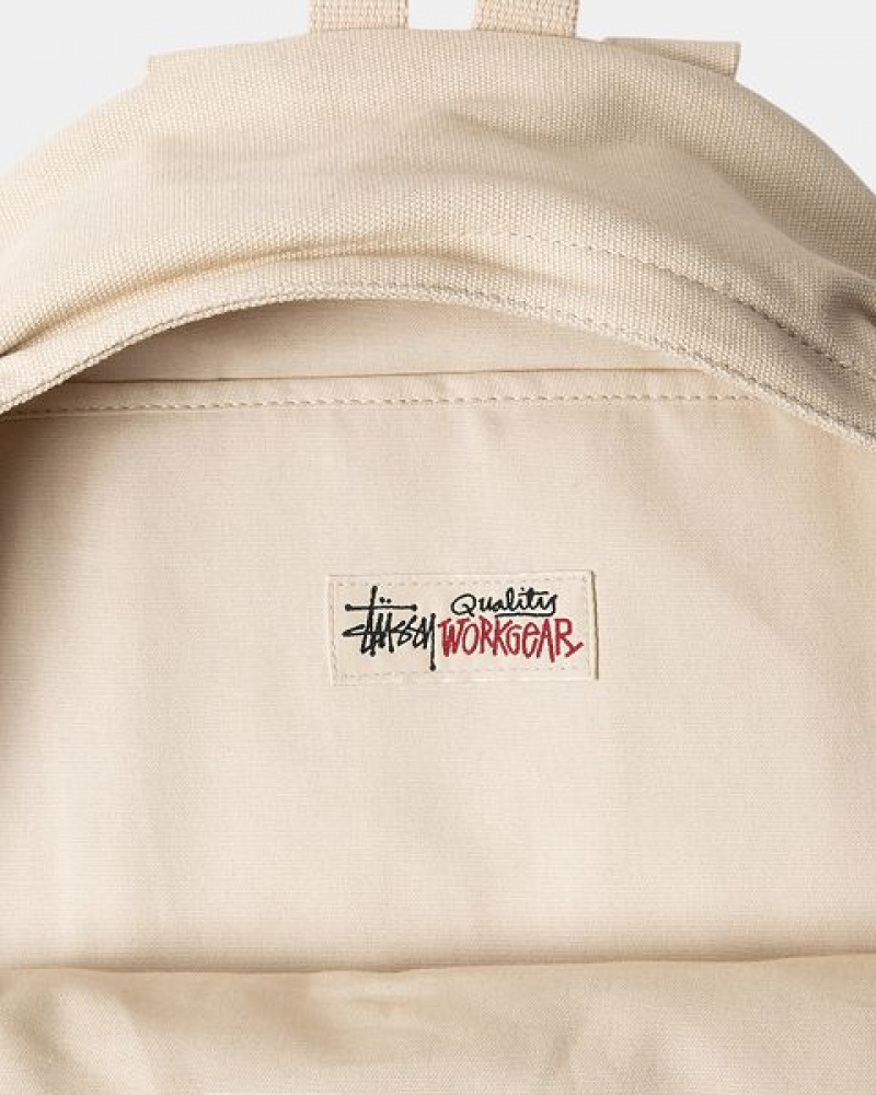 Beige Stussy Canvas Backpacks | 4501ALFPI