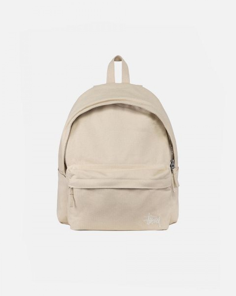 Beige Stussy Canvas Backpacks | 4501ALFPI