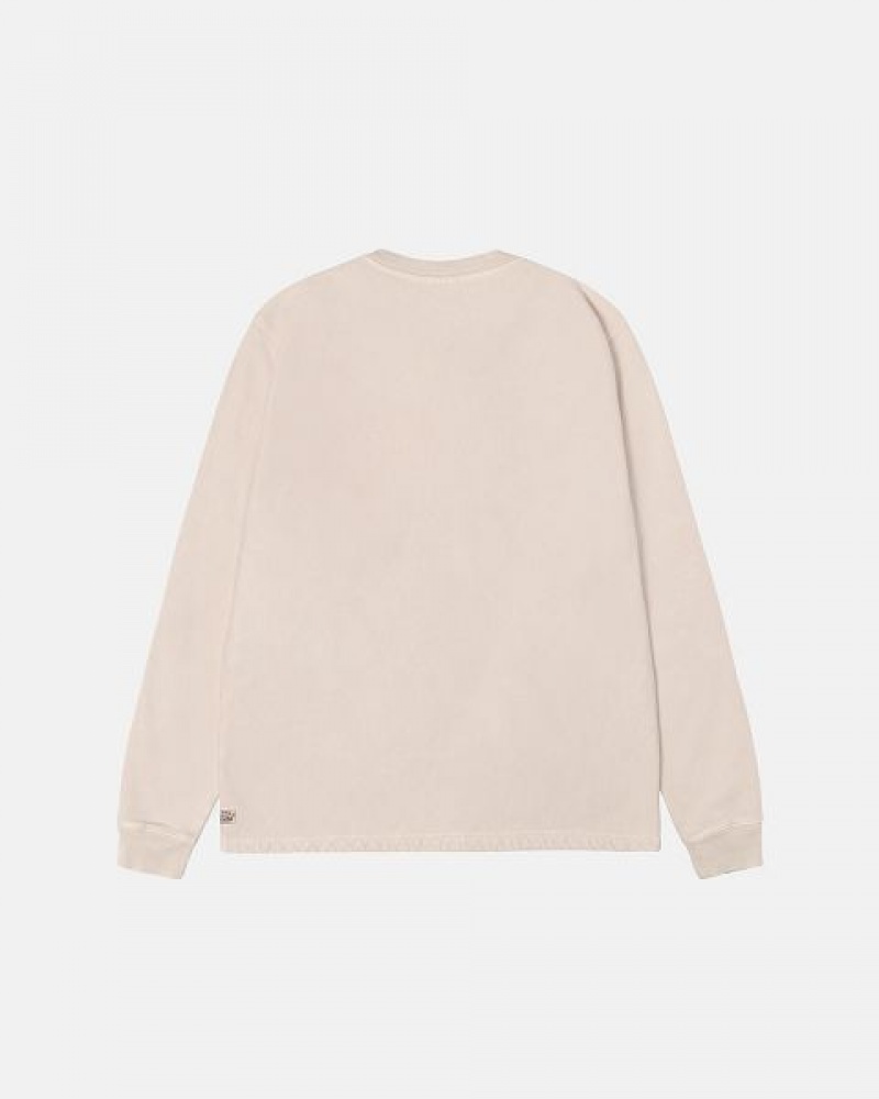 Beige Stussy Open Hem Henley Fleece Sweatshirts | 4517MNHQZ