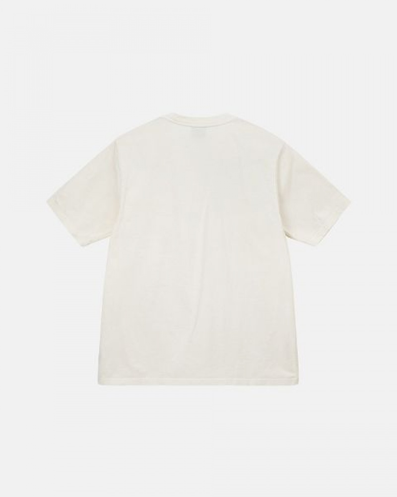 Beige Stussy Pigment Dyed Crew T Shirts | 5496UBQFD