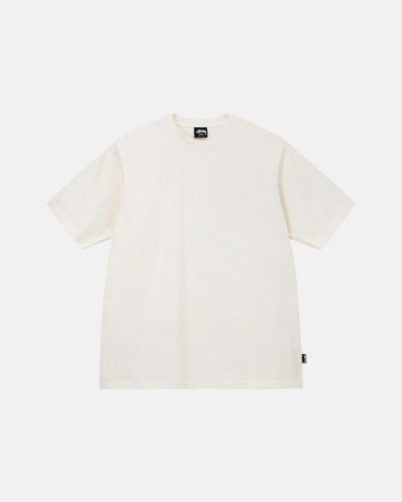 Beige Stussy Pigment Dyed Crew T Shirts | 5496UBQFD