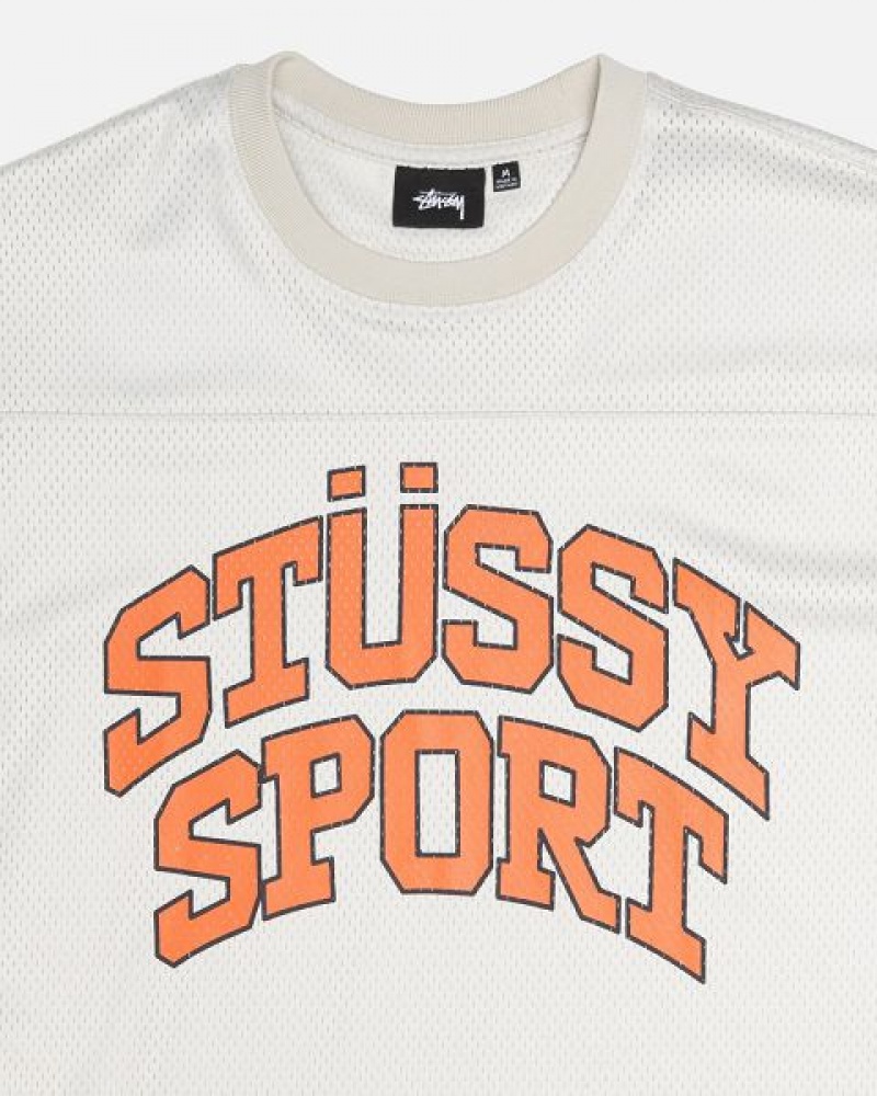 Beige Stussy Sport Mesh Football Jersey | 1826SLQZK