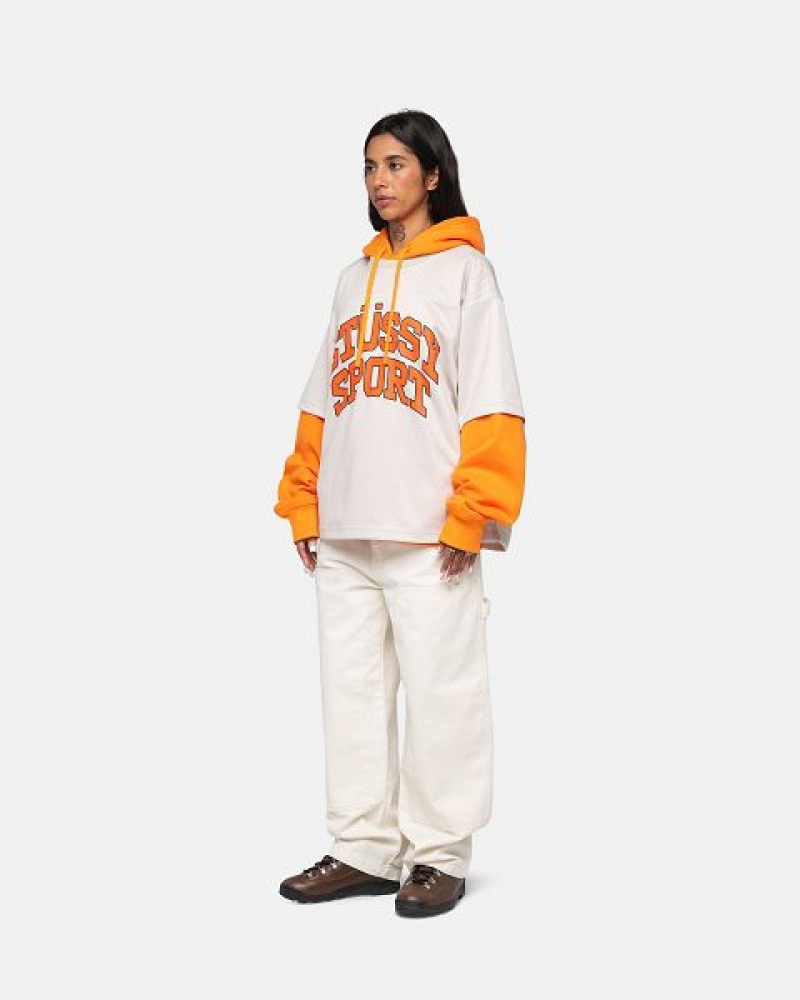 Beige Stussy Sport Mesh Football Jersey | 1826SLQZK