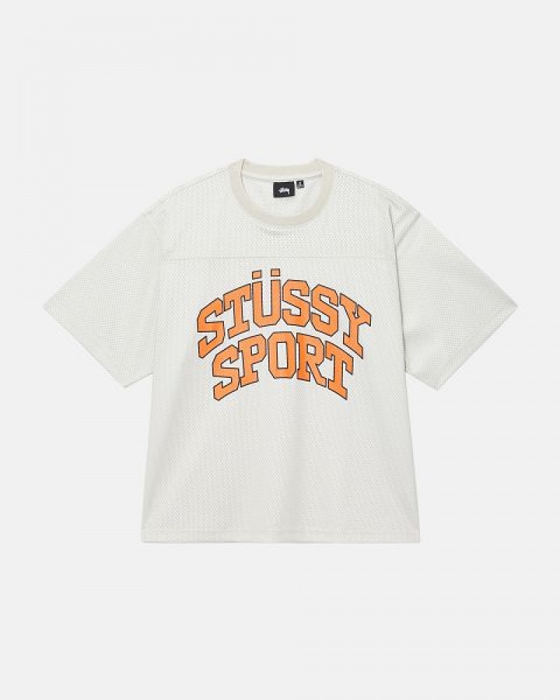 Beige Stussy Sport Mesh Football Jersey | 1826SLQZK