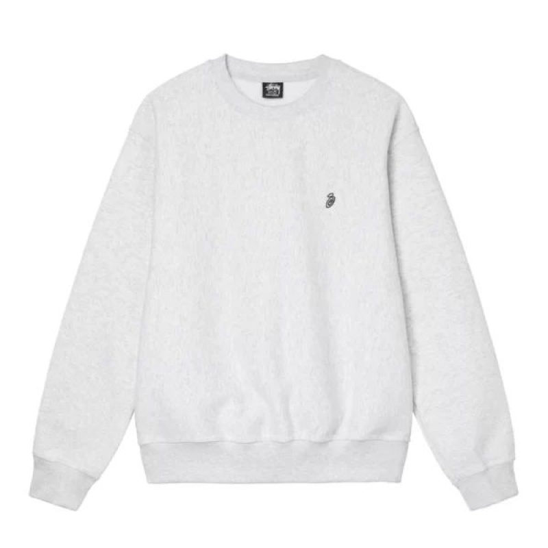 Beige Stussy Swirl Applique Crew Sweatshirts | 8172WSMCP