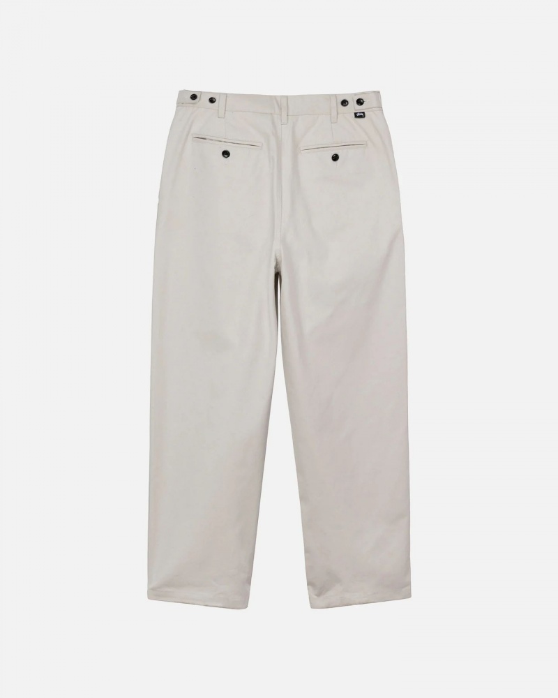 Beige Stussy Twill Volume Pleated Pants | 2501JRTHL