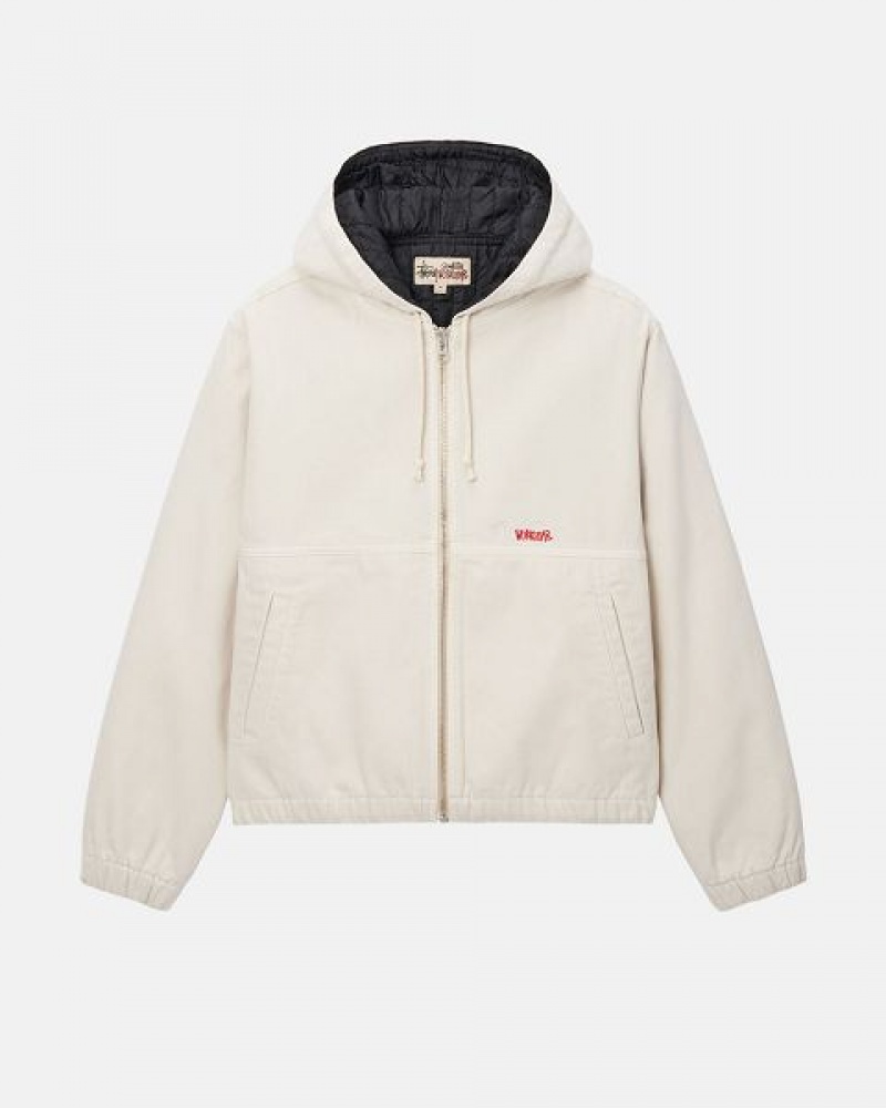 Beige Stussy Work Jacket Insulated Canvas Insulated Jackets | 2174BHFOM