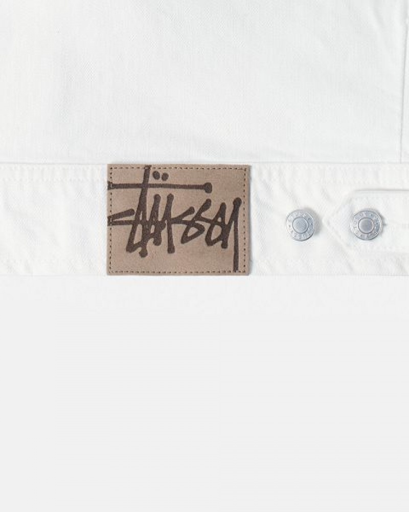 Beige Stussy Zip Work Overdyed Jackets | 6428SEAMC