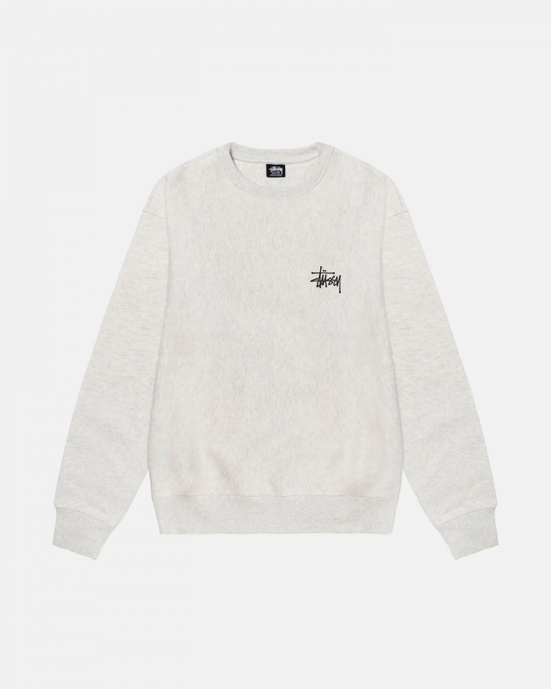 Beige / Black Stussy Basic Crew Sweatshirts | 1209KRHAL