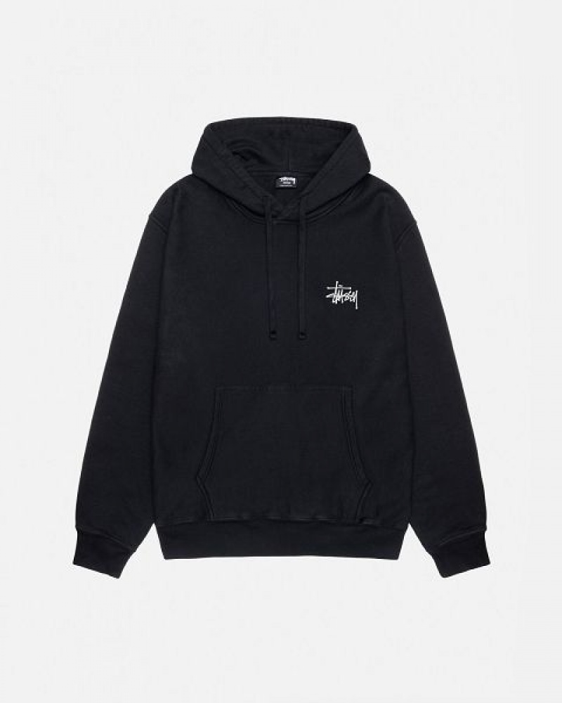 Black Stussy Basic Pigment Dyed Hoodie | 5681KPMCZ