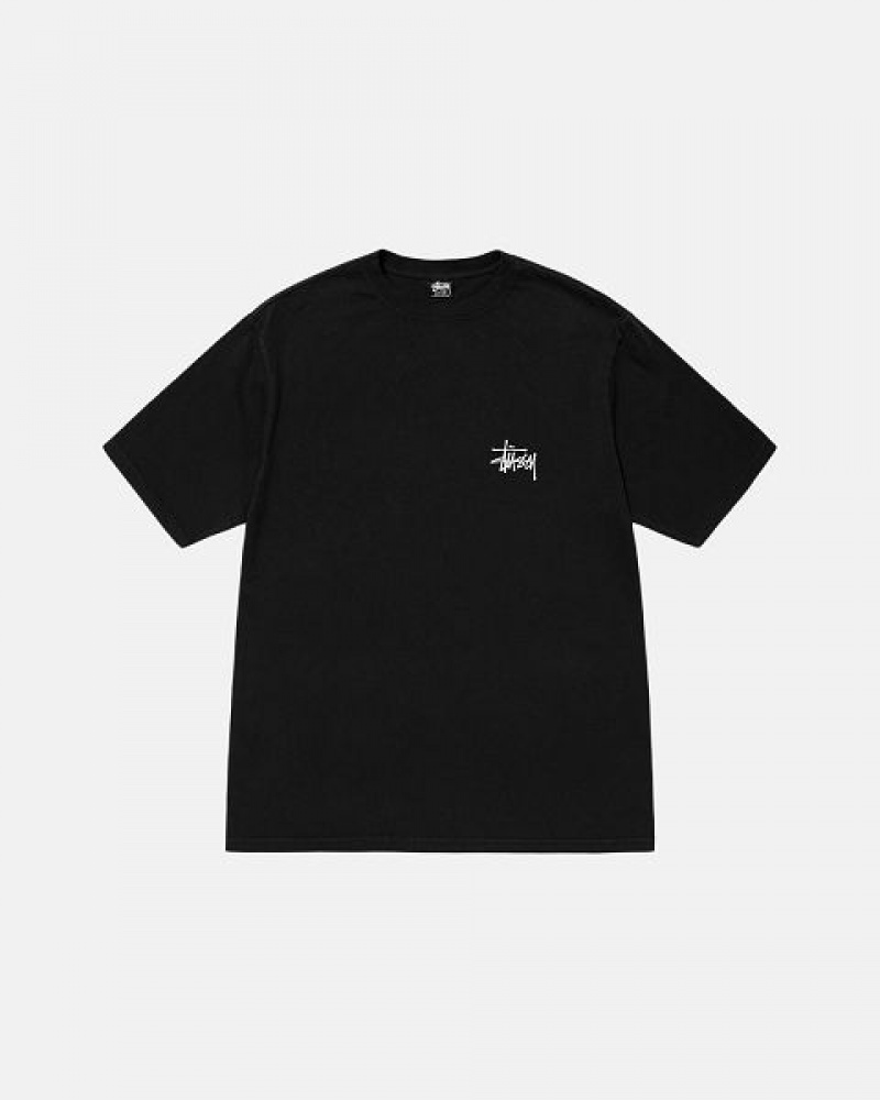 Black Stussy Basic Pigment Dyed T Shirts | 2407VPABK