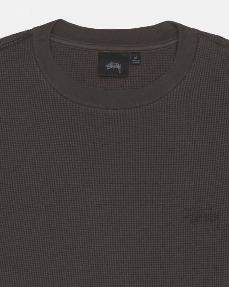 Black Stussy Basic Stock Ls Thermal Sweatshirts | 5036ZYARK