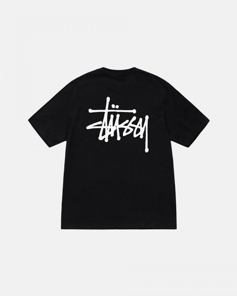 Black Stussy Basic T Shirts | 3197CIJVZ