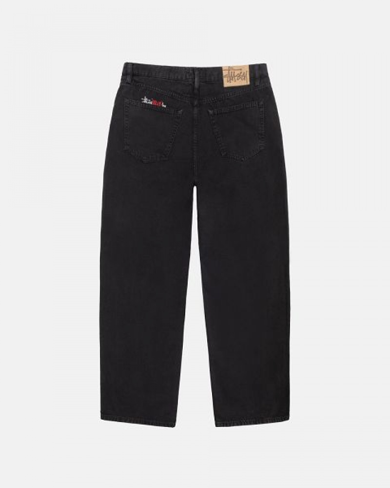 Black Stussy Big Ol' Washed Canvas Jeans | 4678TVZLJ