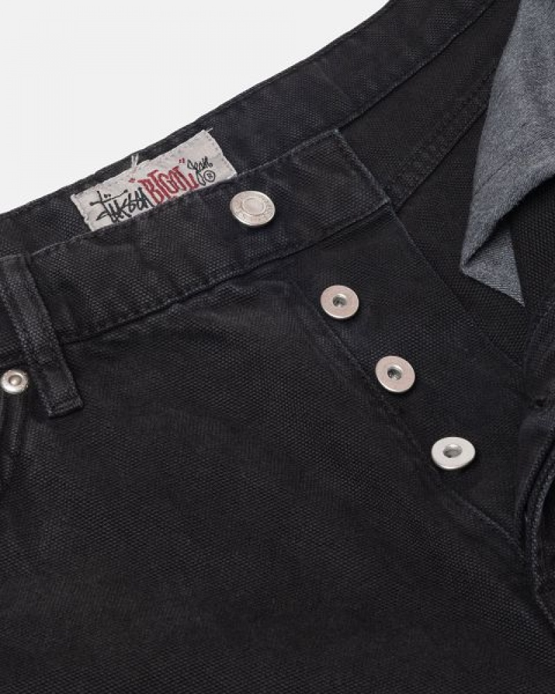 Black Stussy Big Ol' Washed Canvas Jeans | 4678TVZLJ