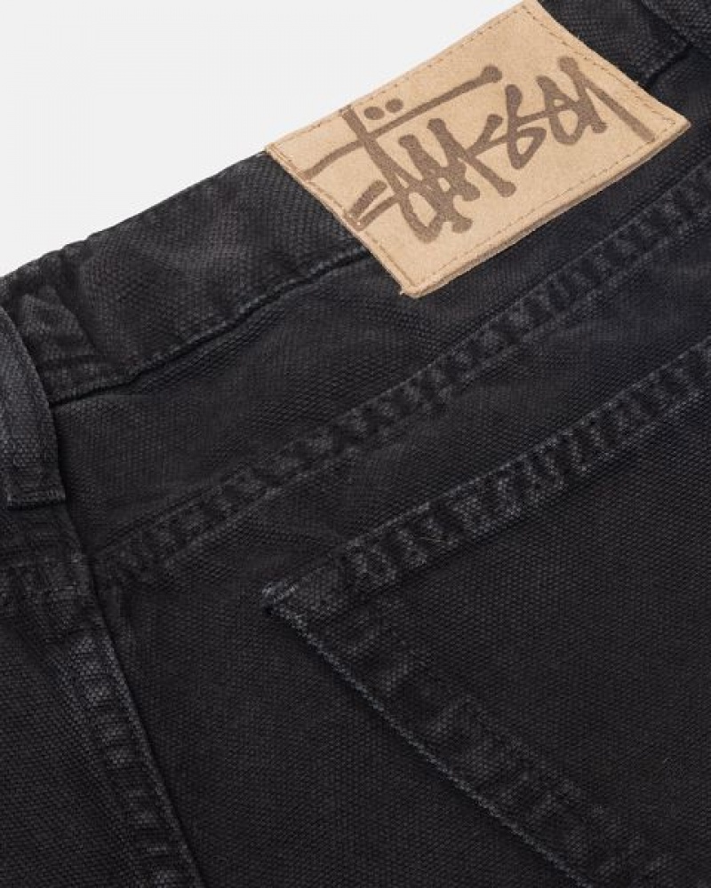 Black Stussy Big Ol' Washed Canvas Jeans | 4678TVZLJ