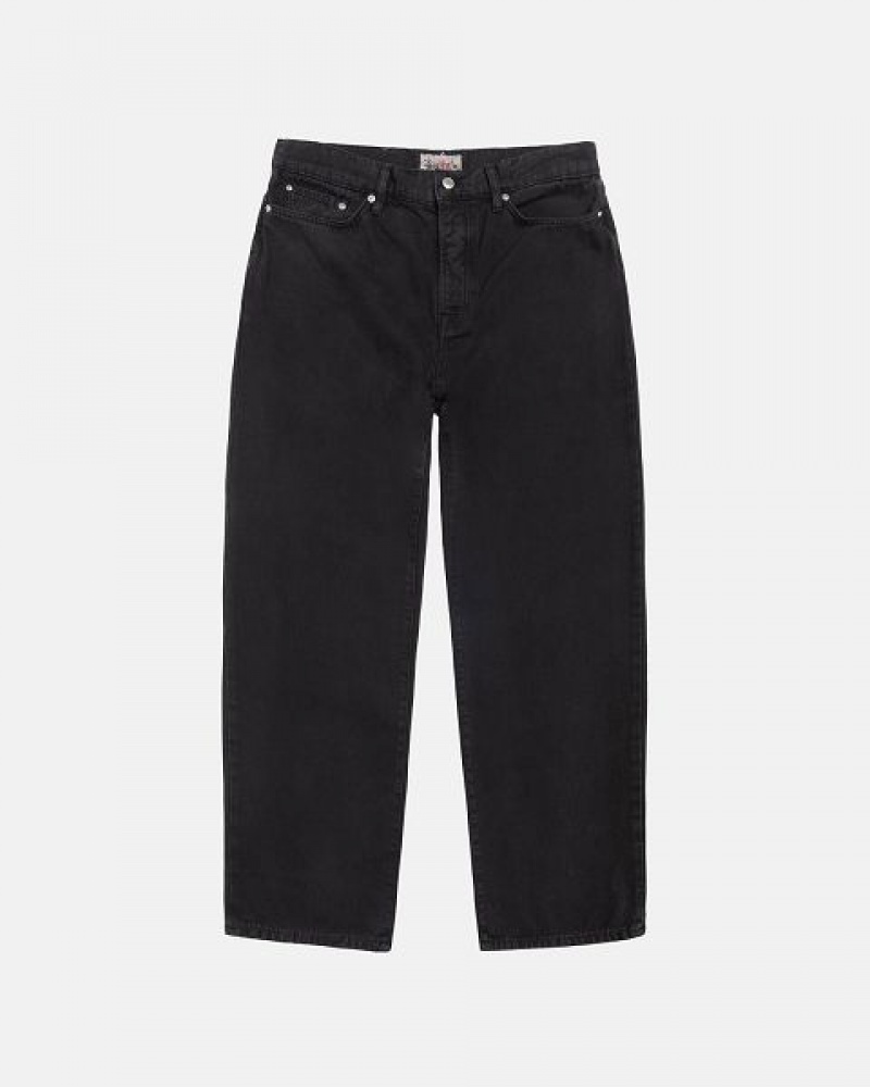 Black Stussy Big Ol\' Washed Canvas Jeans | 4678TVZLJ