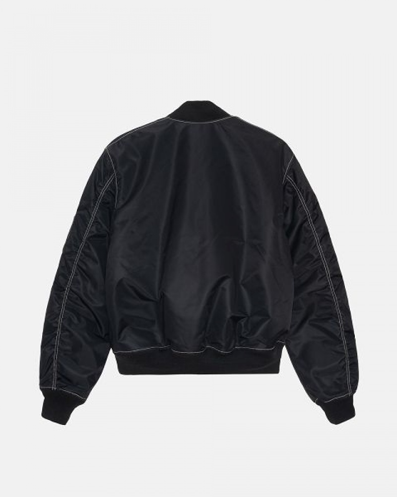 Black Stussy Built Reversible Bomber Jackets | 5298UFLNX