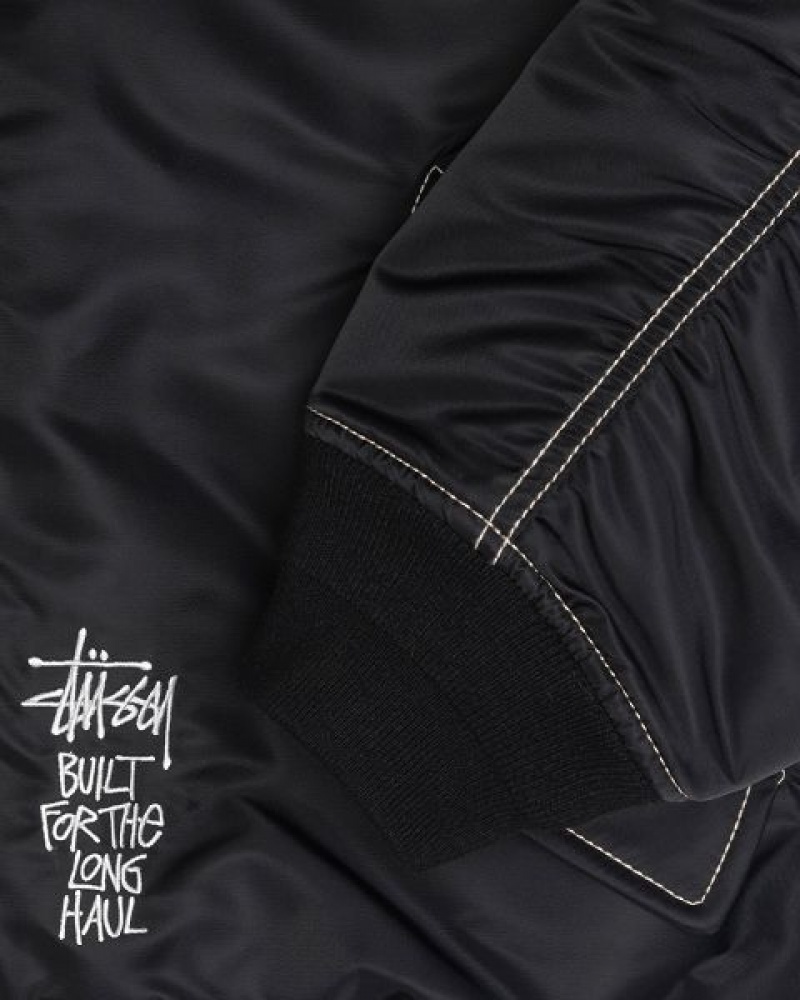 Black Stussy Built Reversible Bomber Jackets | 5298UFLNX