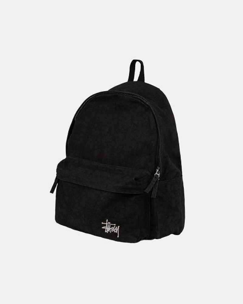 Black Stussy Canvas Backpacks | 2078YNMKC