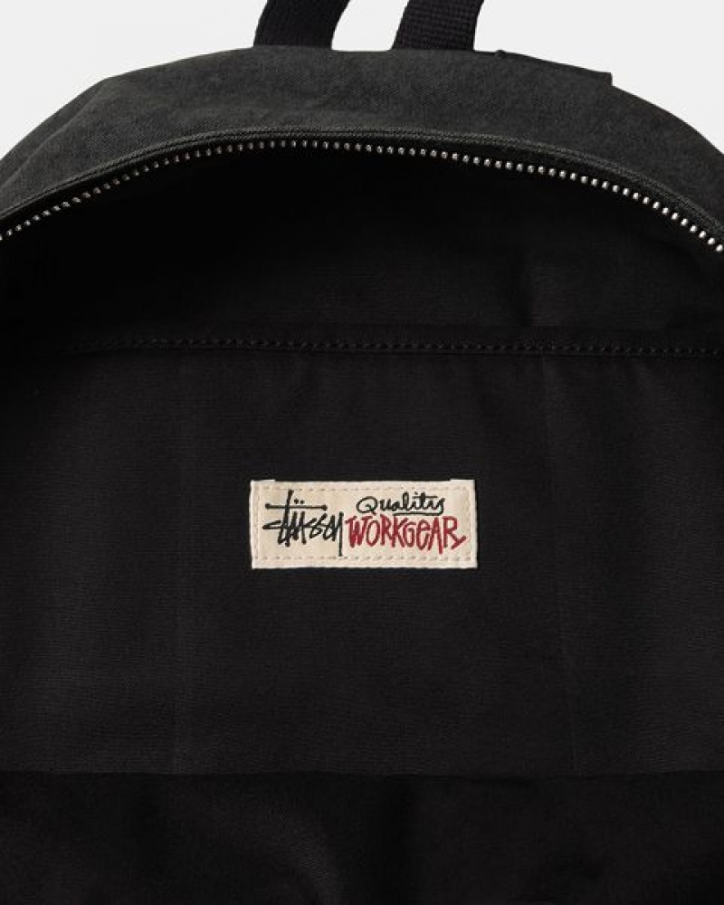 Black Stussy Canvas Backpacks | 2078YNMKC