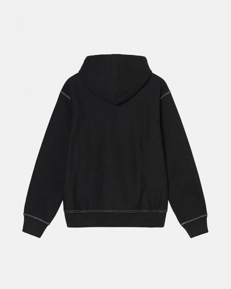 Black Stussy Contrast Stitch Label Hoodie | 9403LCMAF