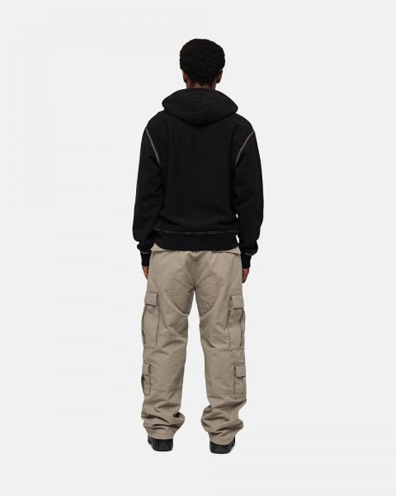 Black Stussy Contrast Stitch Label Hoodie | 9403LCMAF