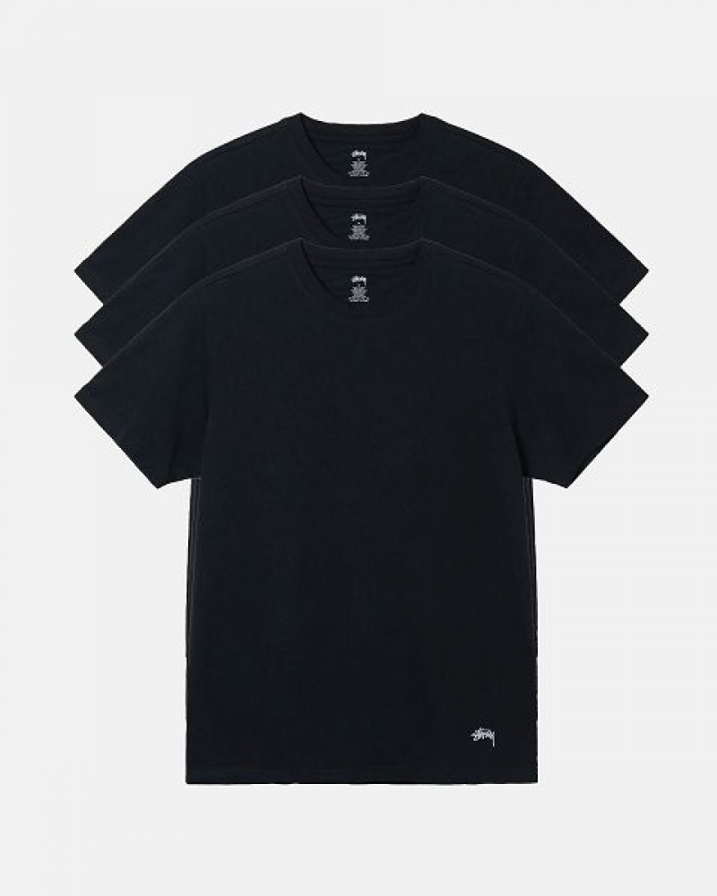 Black Stussy Cotton Jersey Base Layer Tops | 2096ZPWGA