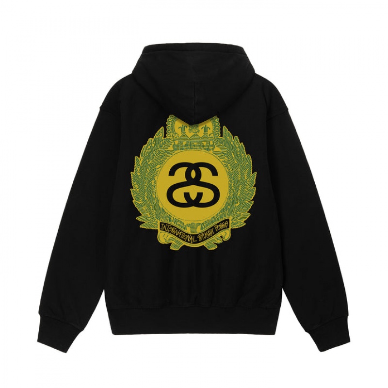 Black Stussy Crown Wreath Hoodie | 3082YAZWM