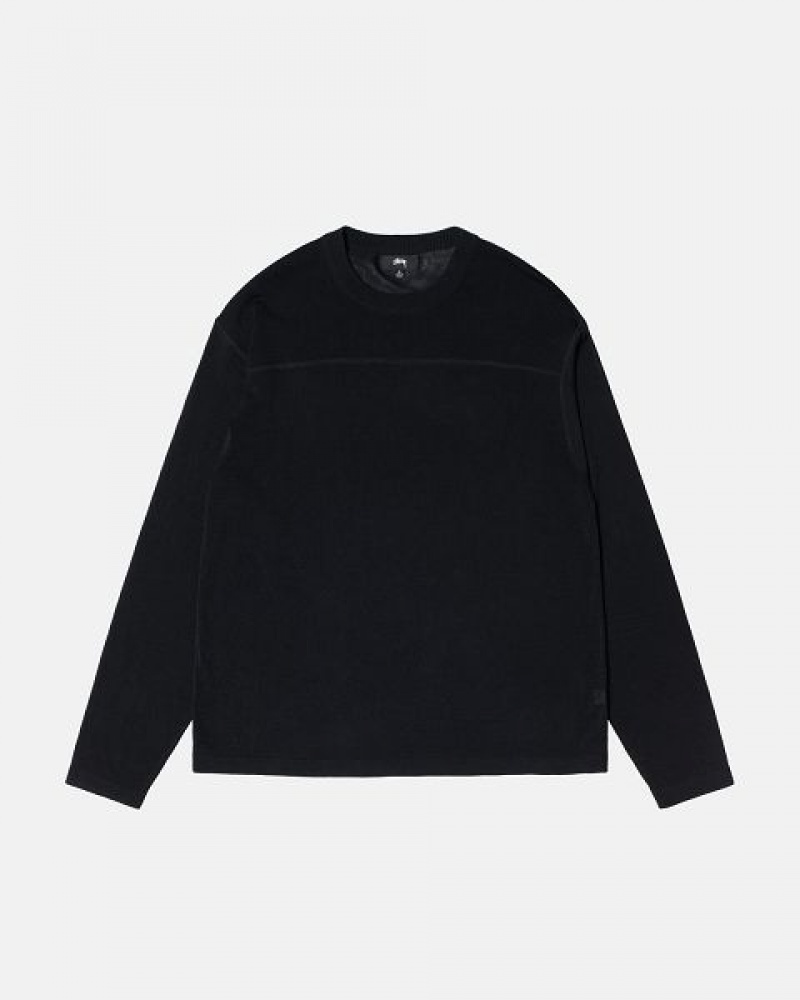 Black Stussy Football Sweaters | 9031IXKJR