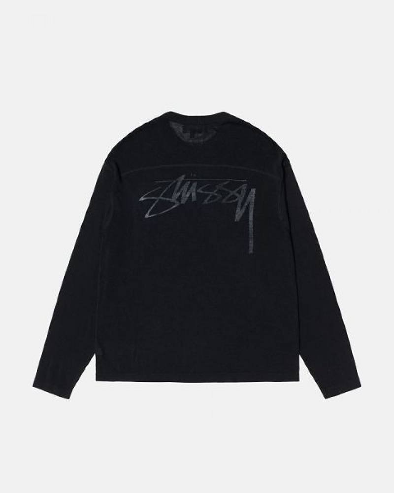 Black Stussy Football Sweaters | 9031IXKJR