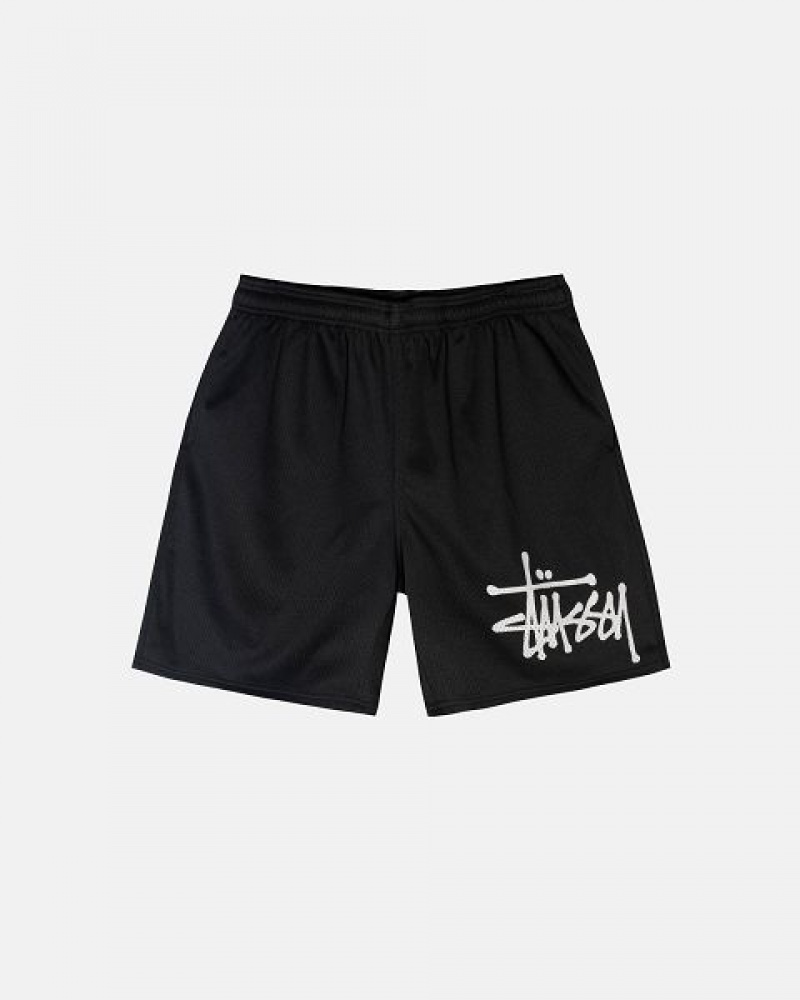 Black Stussy Mesh Big Basic Shorts | 4216VMBZE