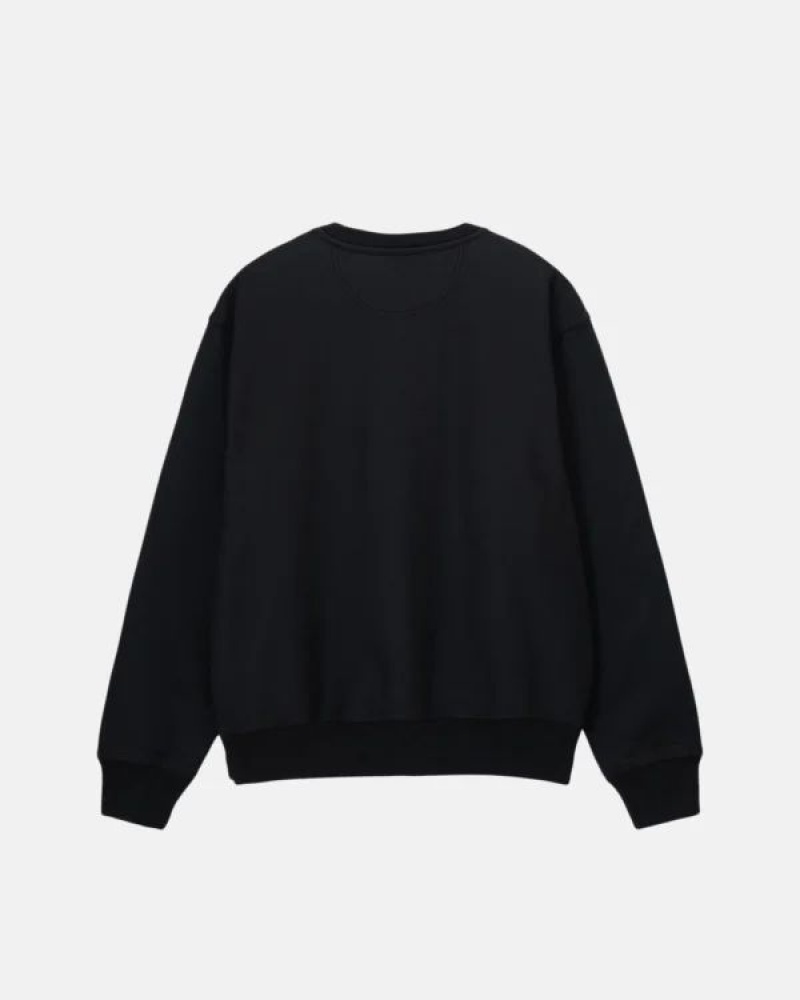 Black Stussy Overdyed Stock Logo Crew 1 Sweatshirts | 9875XDKML