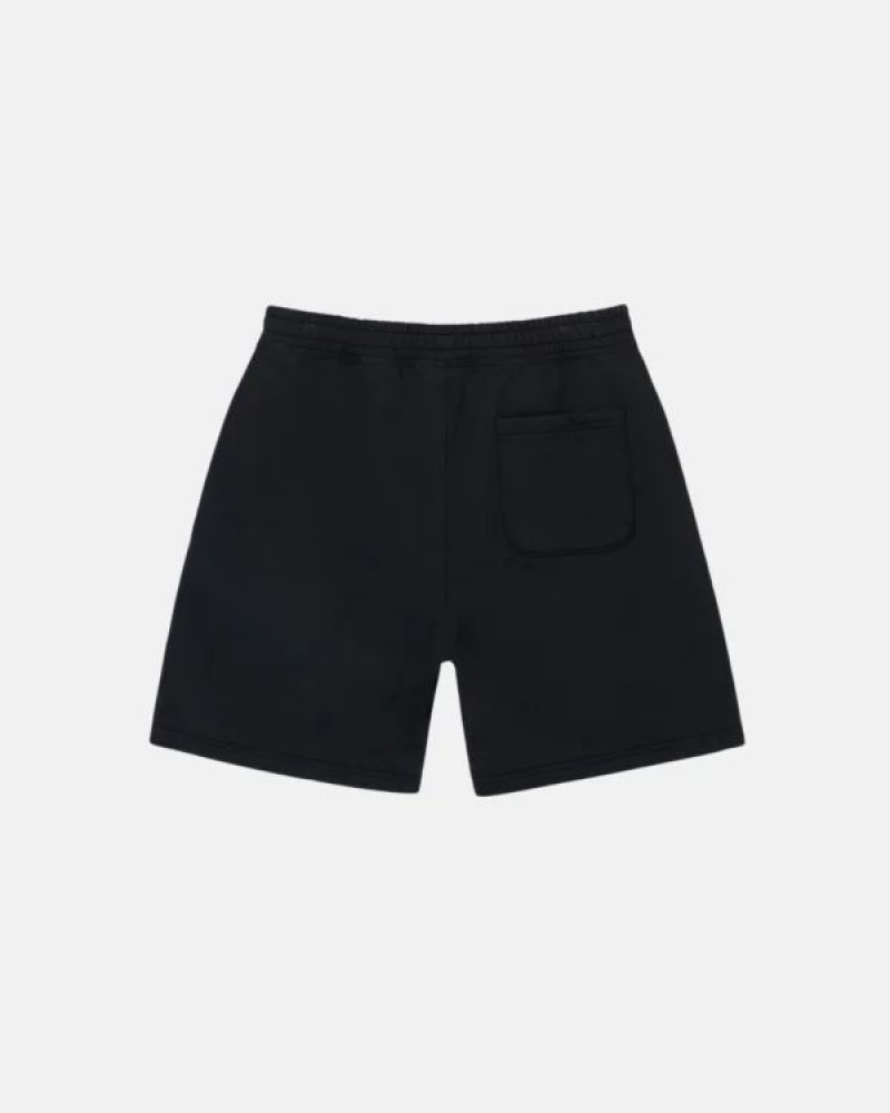 Black Stussy Overdyed Stock Logo Sweat Shorts | 8163DZQAB